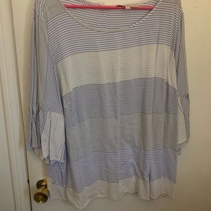 Striped loft button back shirt